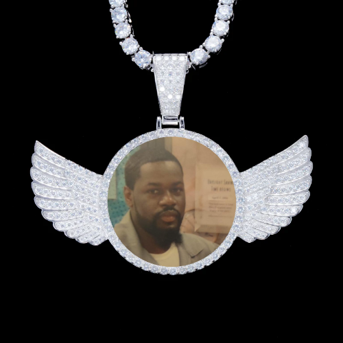 925S & VVS Moissanite 3D Wing Custom Picture Pendant