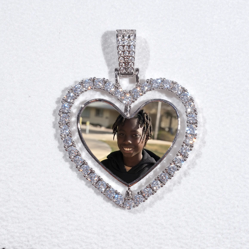 3D Spinning 2-Faced Heart Custom Picture Pendant