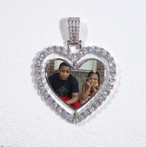 3D Spinning 2-Faced Heart Custom Picture Pendant