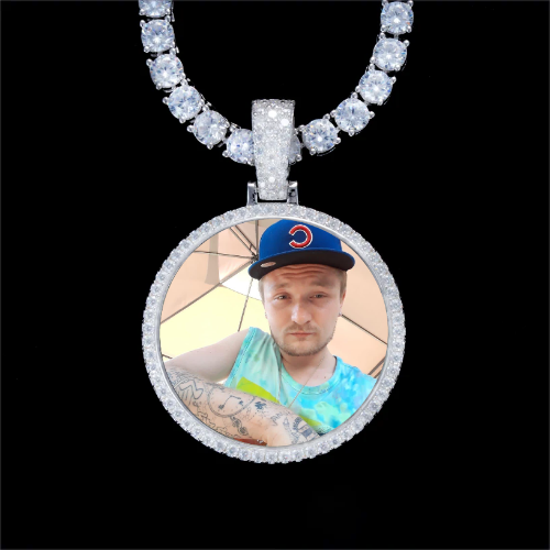 925S & VVS Moissanite 3D Circle Custom Picture Pendant