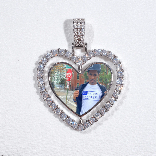 3D Spinning 2-Faced Heart Custom Picture Pendant