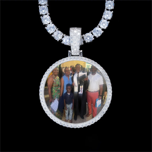 925S & VVS Moissanite 3D Circle Custom Picture Pendant