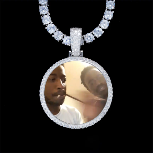 925S & VVS Moissanite 3D Circle Custom Picture Pendant