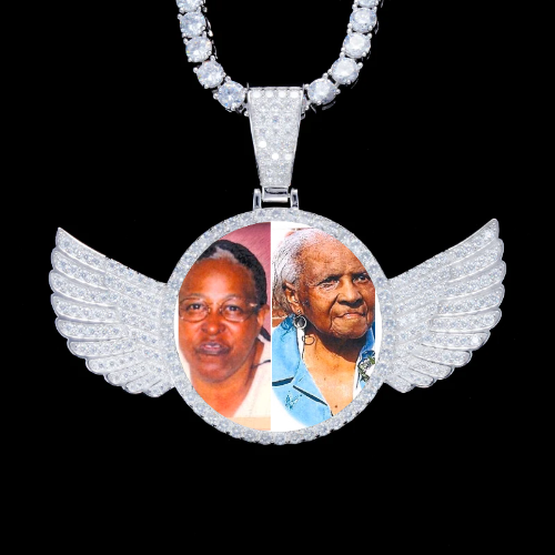 925S & VVS Moissanite 3D Wing Custom Picture Pendant