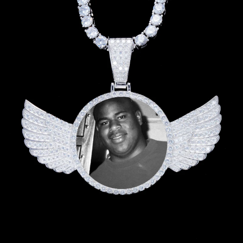 925S & VVS Moissanite 3D Wing Custom Picture Pendant