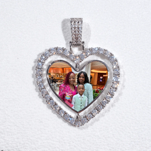 3D Spinning 2-Faced Heart Custom Picture Pendant