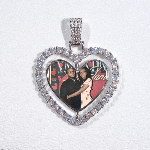 3D Spinning 2-Faced Heart Custom Picture Pendant