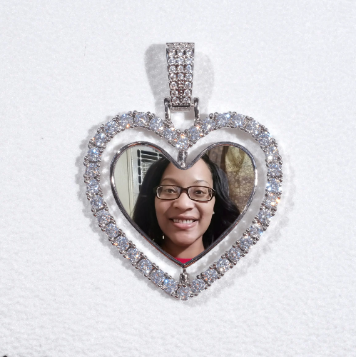 3D Spinning 2-Faced Heart Custom Picture Pendant