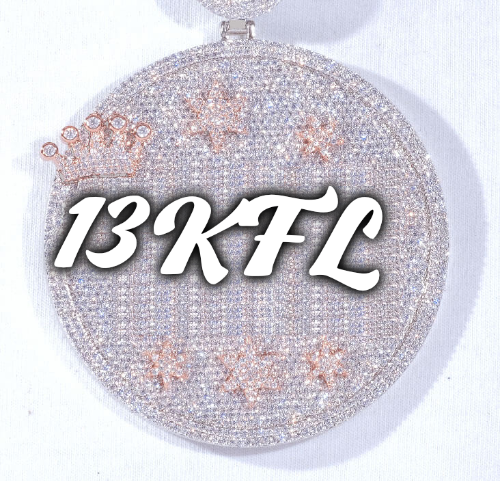 CUSTOM LETTER NECKLACE 3D BIG CROWN DISC