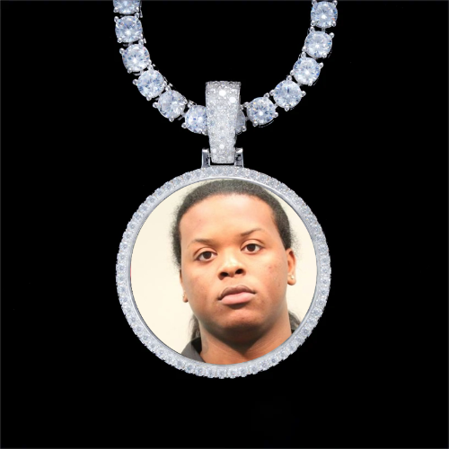 925S & VVS Moissanite 3D Circle Custom Picture Pendant