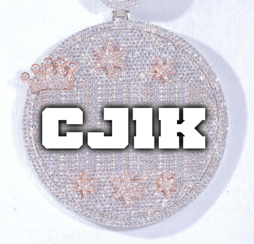 CUSTOM LETTER NECKLACE 3D BIG CROWN DISC