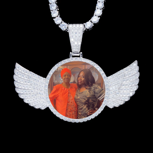 925S & VVS Moissanite 3D Wing Custom Picture Pendant