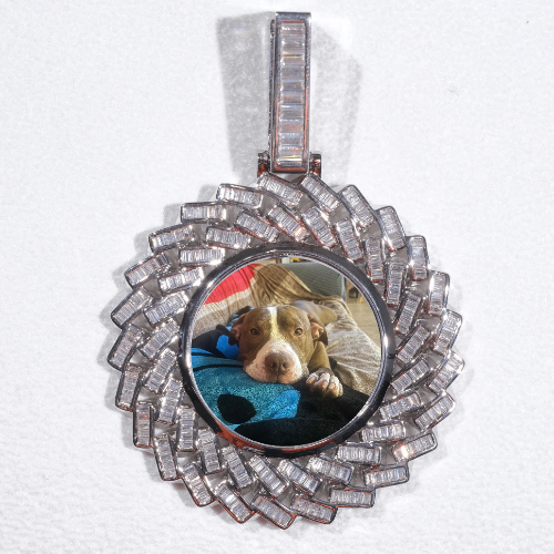 Large 3D Baguette Custom Picture Pendant