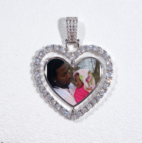 3D Spinning 2-Faced Heart Custom Picture Pendant