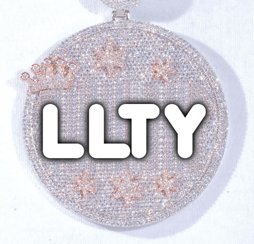 CUSTOM LETTER NECKLACE 3D BIG CROWN DISC
