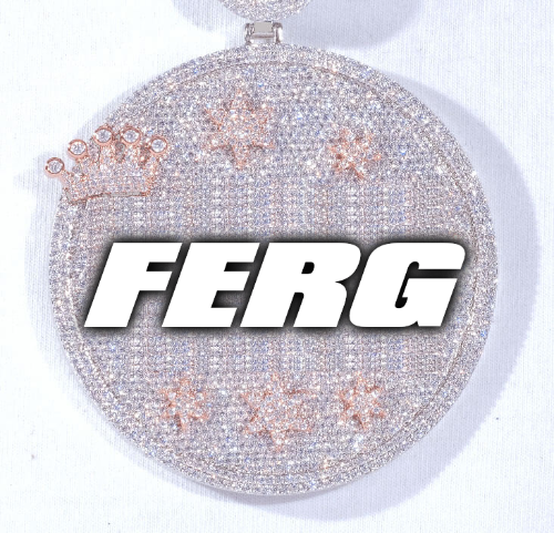 CUSTOM LETTER NECKLACE 3D BIG CROWN DISC
