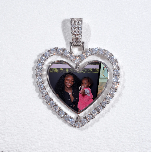 3D Spinning 2-Faced Heart Custom Picture Pendant