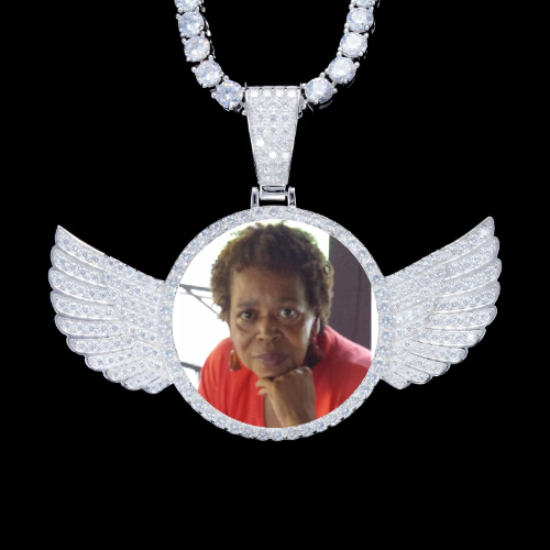 925S & VVS Moissanite 3D Wing Custom Picture Pendant