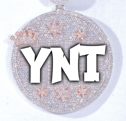 CUSTOM LETTER NECKLACE 3D BIG CROWN DISC