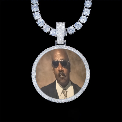 925S & VVS Moissanite 3D Circle Custom Picture Pendant