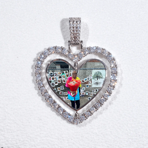 3D Spinning 2-Faced Heart Custom Picture Pendant