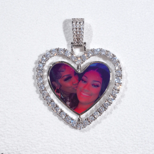 3D Spinning 2-Faced Heart Custom Picture Pendant