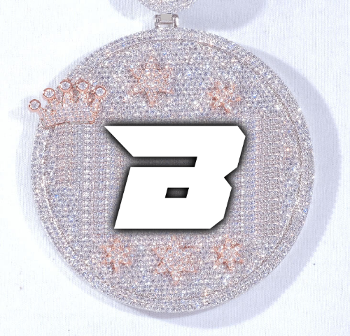 CUSTOM LETTER NECKLACE 3D BIG CROWN DISC