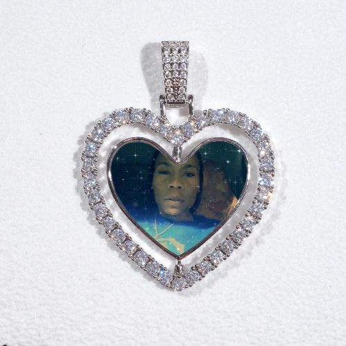 3D Spinning 2-Faced Heart Custom Picture Pendant