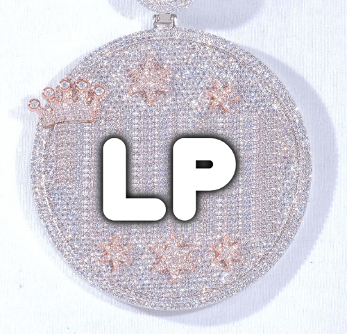 CUSTOM LETTER NECKLACE 3D BIG CROWN DISC