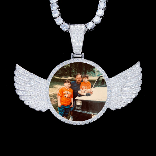 925S & VVS Moissanite 3D Wing Custom Picture Pendant