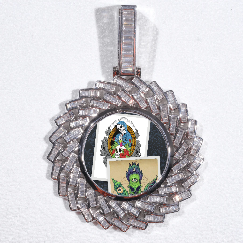 Large 3D Baguette Custom Picture Pendant