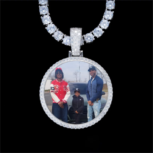 925S & VVS Moissanite 3D Circle Custom Picture Pendant
