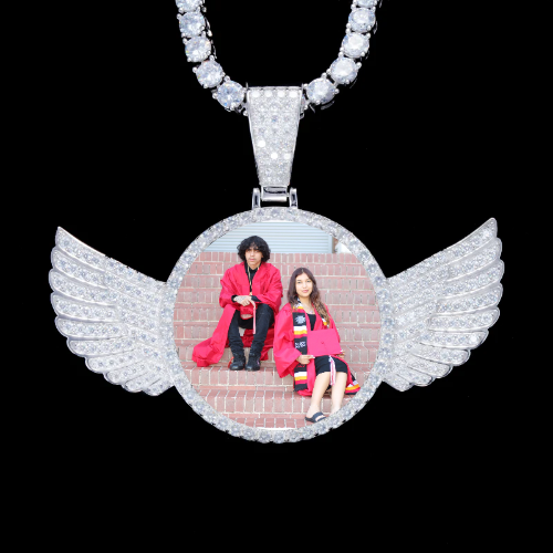 925S & VVS Moissanite 3D Wing Custom Picture Pendant