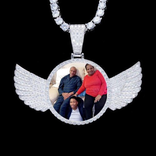 925S & VVS Moissanite 3D Wing Custom Picture Pendant