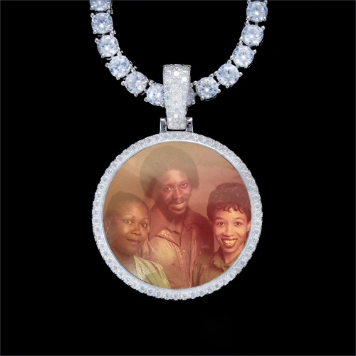 925S & VVS Moissanite 3D Circle Custom Picture Pendant