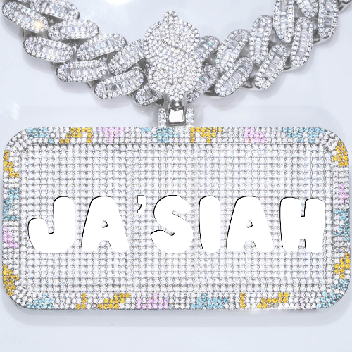 CUSTOM LETTER NECKLACE 3D COLORFUL SQUARE