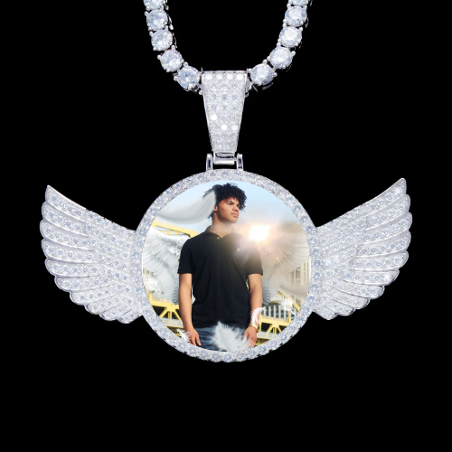 925S & VVS Moissanite 3D Wing Custom Picture Pendant