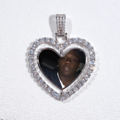 3D Spinning 2-Faced Heart Custom Picture Pendant