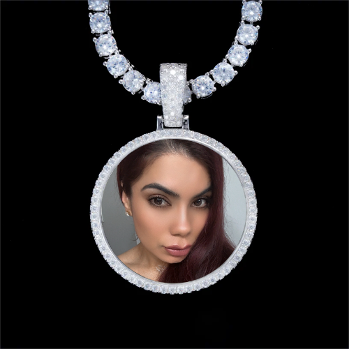 925S & VVS Moissanite 3D Circle Custom Picture Pendant