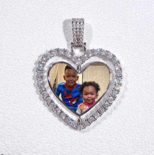 3D Spinning 2-Faced Heart Custom Picture Pendant