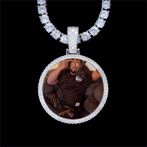 925S & VVS Moissanite 3D Circle Custom Picture Pendant