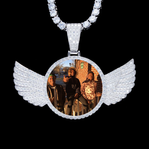 925S & VVS Moissanite 3D Wing Custom Picture Pendant