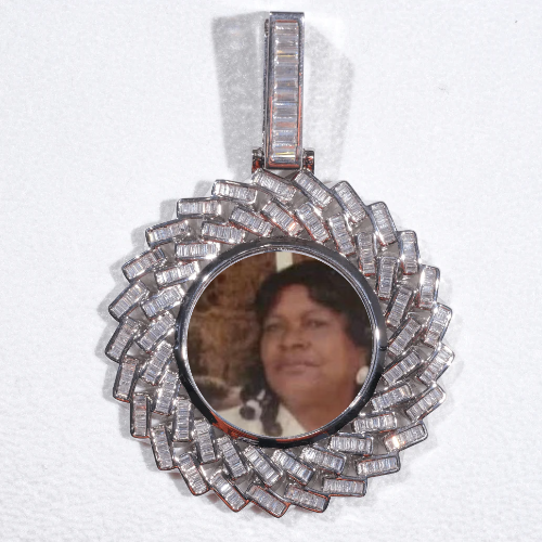 Large 3D Baguette Custom Picture Pendant