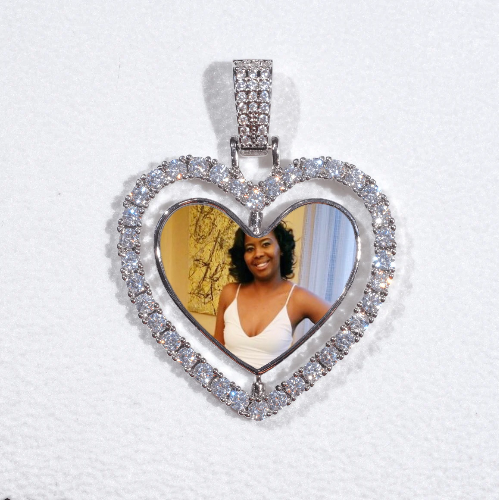3D Spinning 2-Faced Heart Custom Picture Pendant