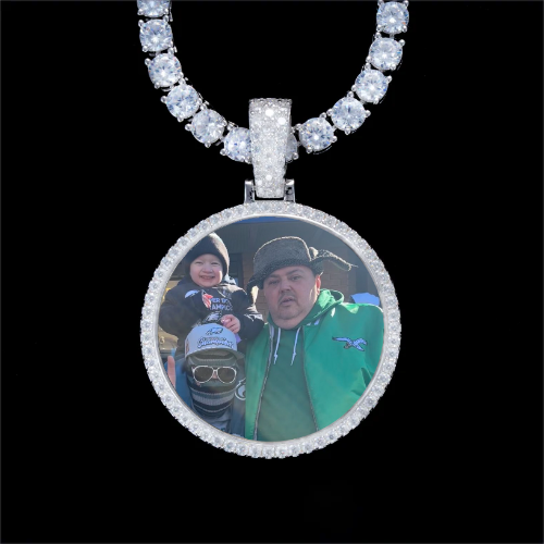925S & VVS Moissanite 3D Circle Custom Picture Pendant