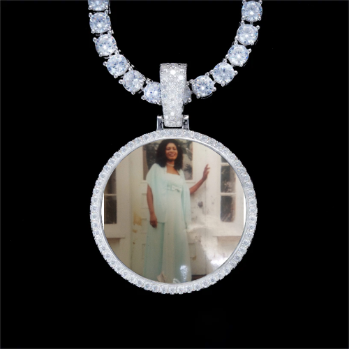 925S & VVS Moissanite 3D Circle Custom Picture Pendant