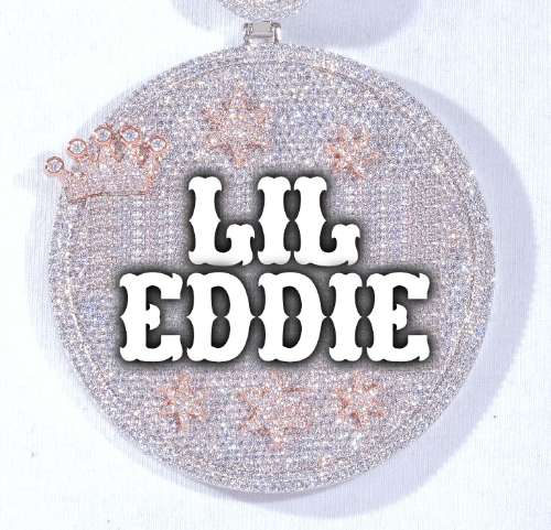 CUSTOM LETTER NECKLACE 3D BIG CROWN DISC