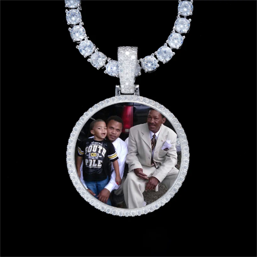925S & VVS Moissanite 3D Circle Custom Picture Pendant