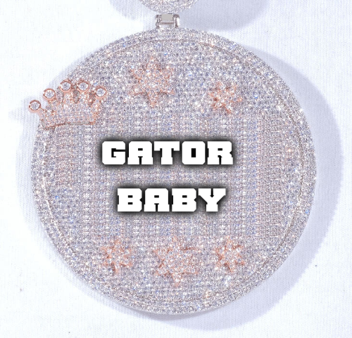 CUSTOM LETTER NECKLACE 3D BIG CROWN DISC