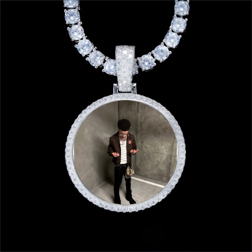 925S & VVS Moissanite 3D Circle Custom Picture Pendant